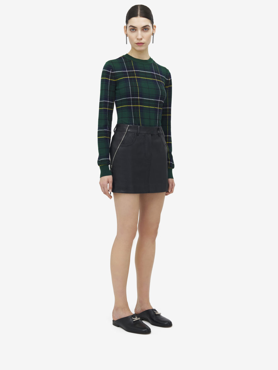 ALEXANDER MCQUEEN - Zip Detail Leather Mini Skirt - Item 838628Q5APW1000